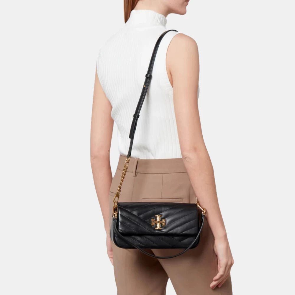 Tory Burch Kira Chevron Small Shoulder Flap Bag (Black) - DIVA ONLINE STORE