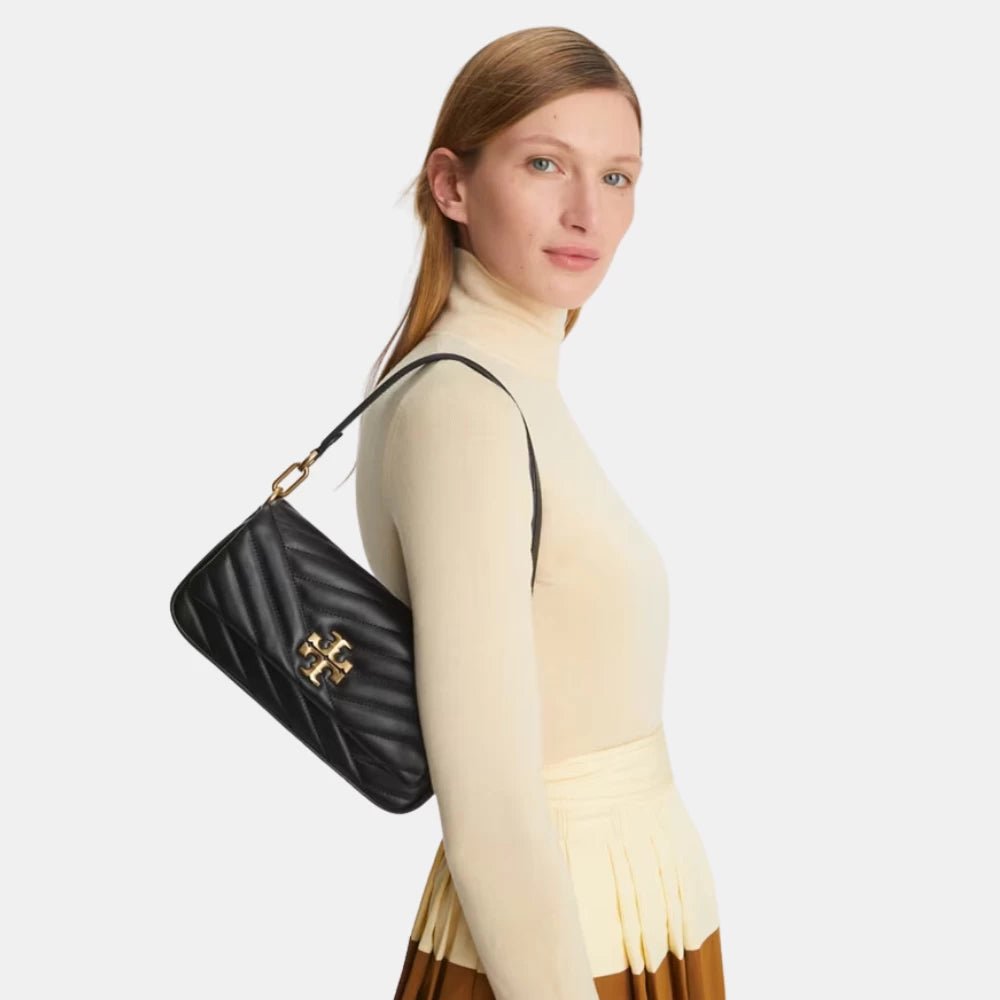 Tory Burch Kira Chevron Small Shoulder Flap Bag (Black) - DIVA ONLINE STORE