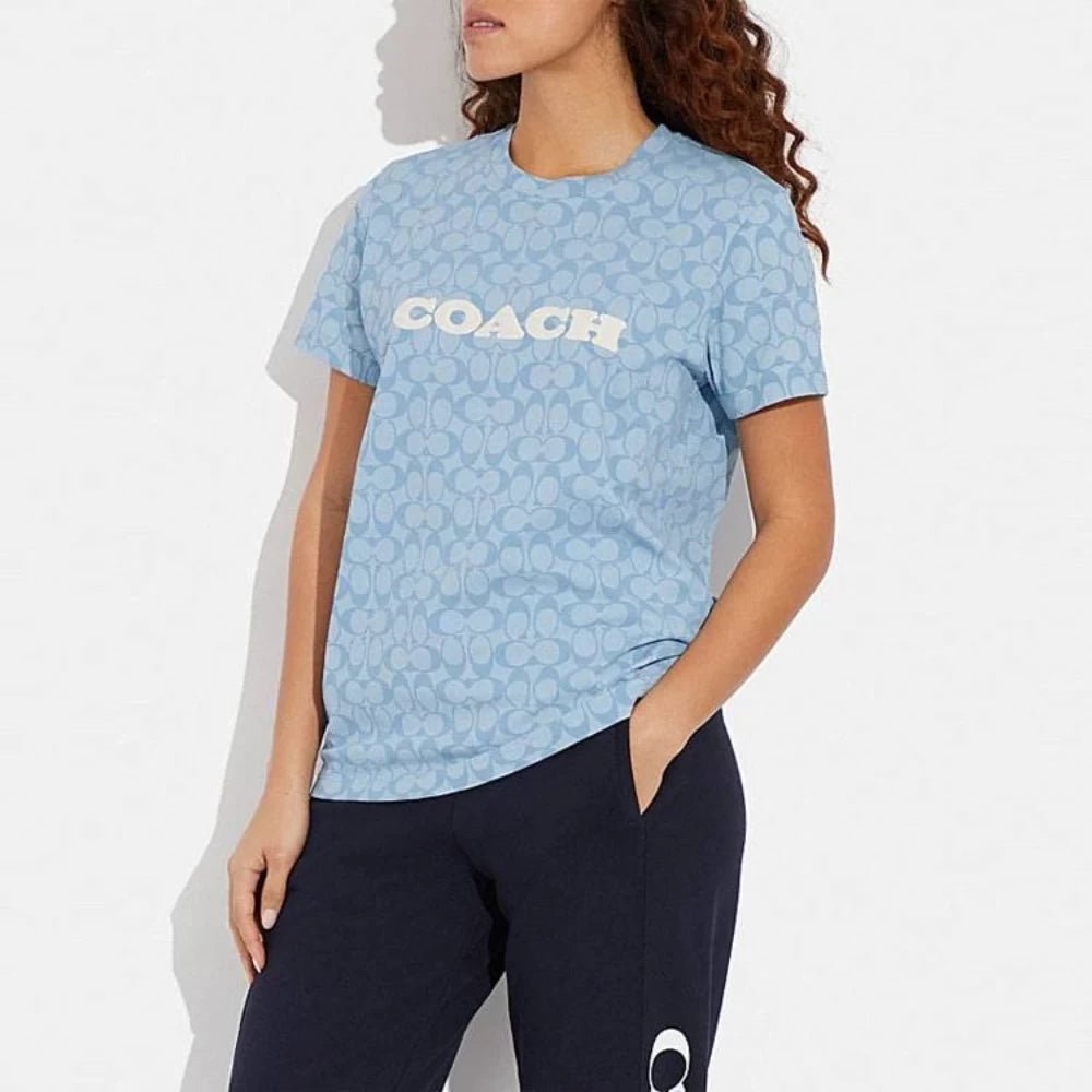 Coach Signature Chambray T Shirt In Organic Cotton - DIVA ONLINE STORE