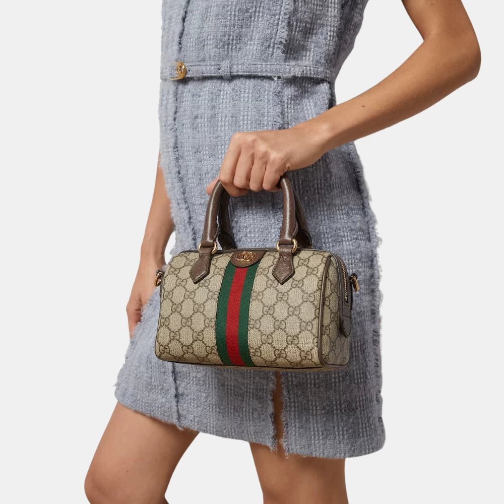 Gucci Ophidia Mini Top Handle Bag (Beige/Ebony) - DIVA ONLINE STORE