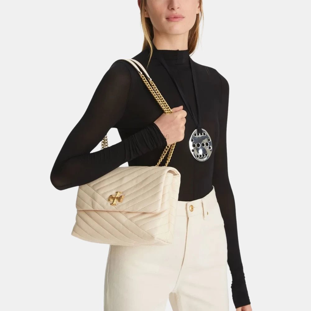 Tory Burch Kira Chevron Convertible Shoulder Bag (New Cream) - DIVA ONLINE STORE