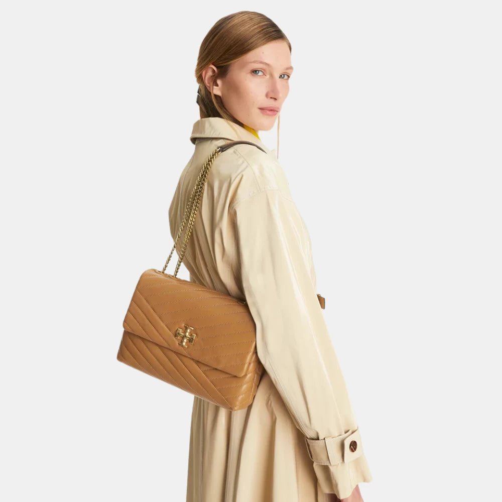 Tory Burch Kira Chevron Convertible Shoulder Bag (Dusty Almond) - DIVA ONLINE STORE