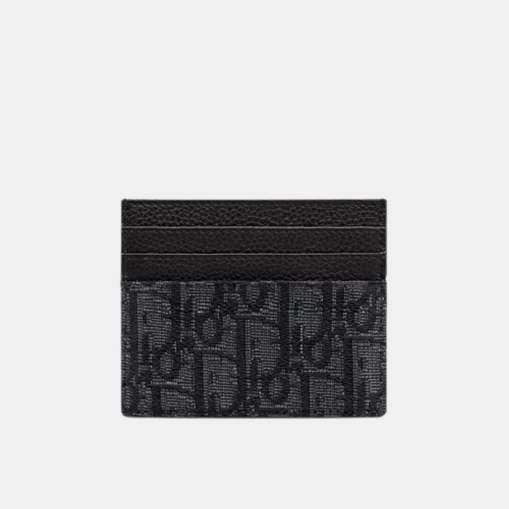 Dior Card Holder in Black Oblique Jacquard and Calfskin - DIVA ONLINE STORE