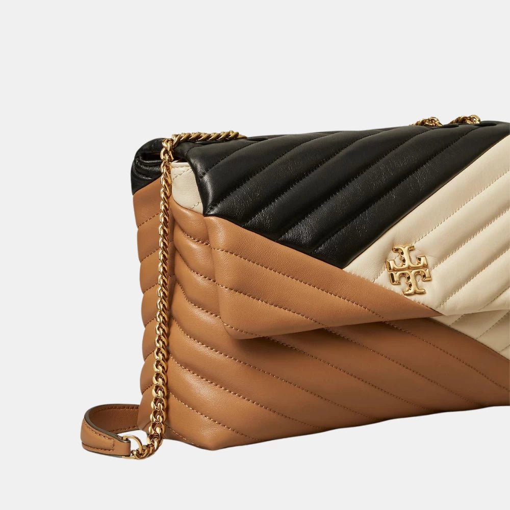 Tory Burch Kira Chevron Shoulder Bag (Black/Ivory/Tiramisu) - DIVA ONLINE STORE
