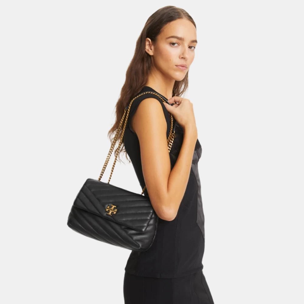 Tory Burch Kira Chevron Convertible Shoulder Bag (Black) - DIVA ONLINE STORE