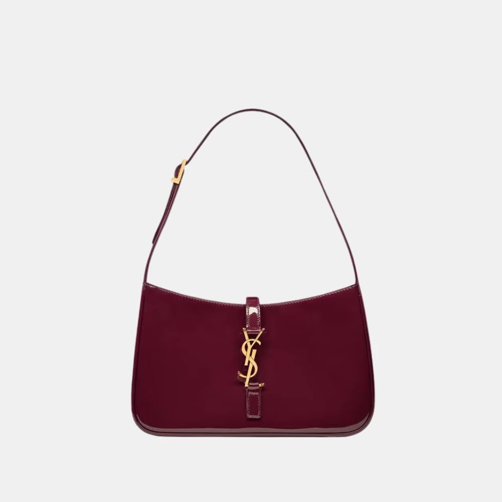 Saint Laurent Le 5 à 7 Shoulder Bag in Patent Leather (Red Wine) - DIVA ONLINE STORE