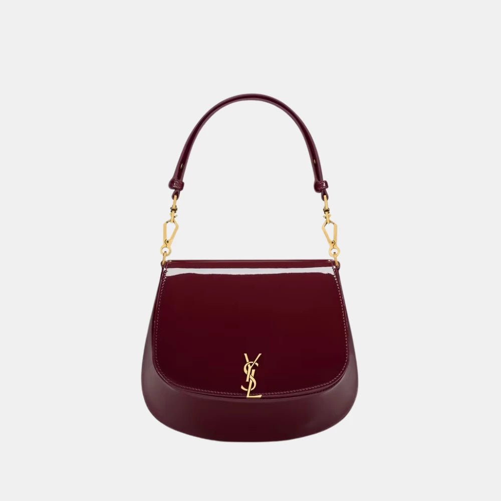 Saint Laurent Voltaire Patent Leather Shoulder Bag (Red Wine) - DIVA ONLINE STORE