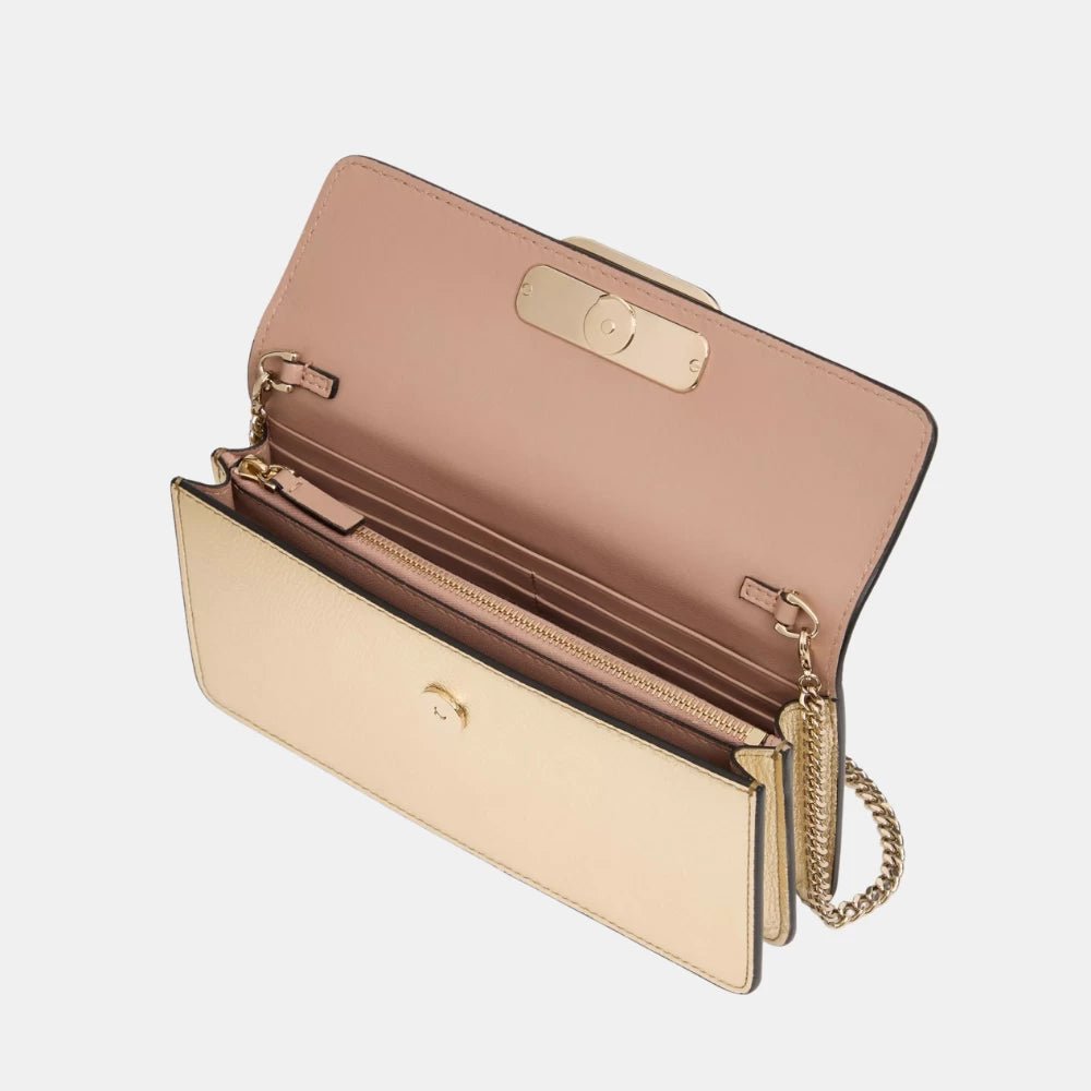 Valentino Vlogo Signature Metallic Grainy Calfskin Wallet With Chain - DIVA ONLINE STORE