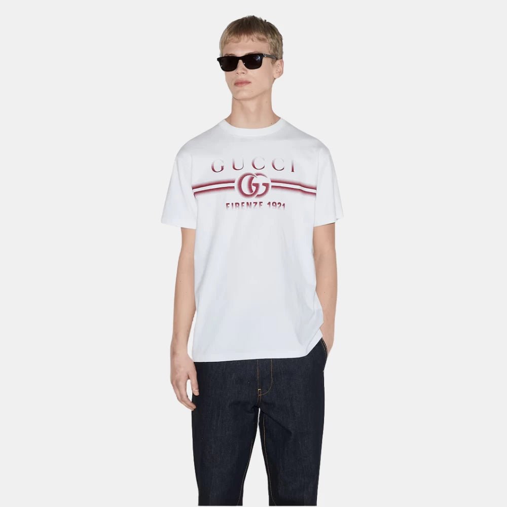 Gucci T-Shirt With Red Gucci Print - DIVA ONLINE STORE