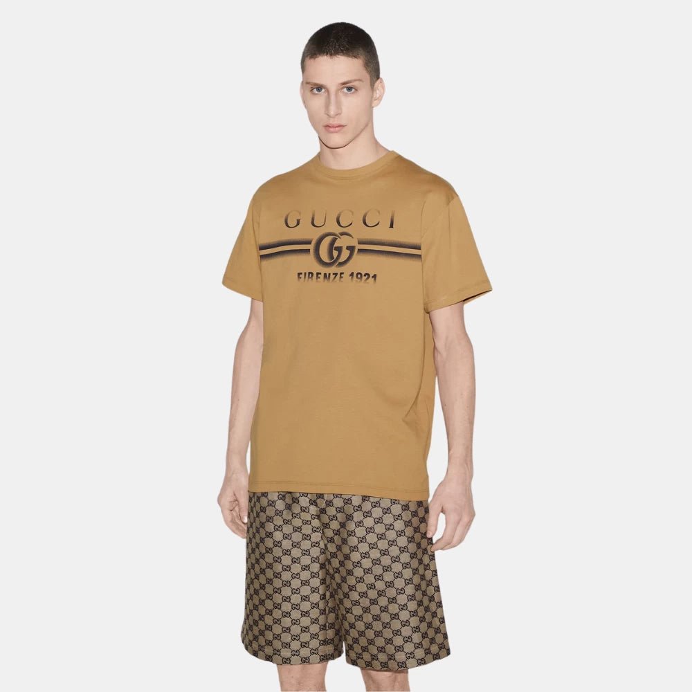 Gucci Beige T-Shirt With Gucci Print - DIVA ONLINE STORE