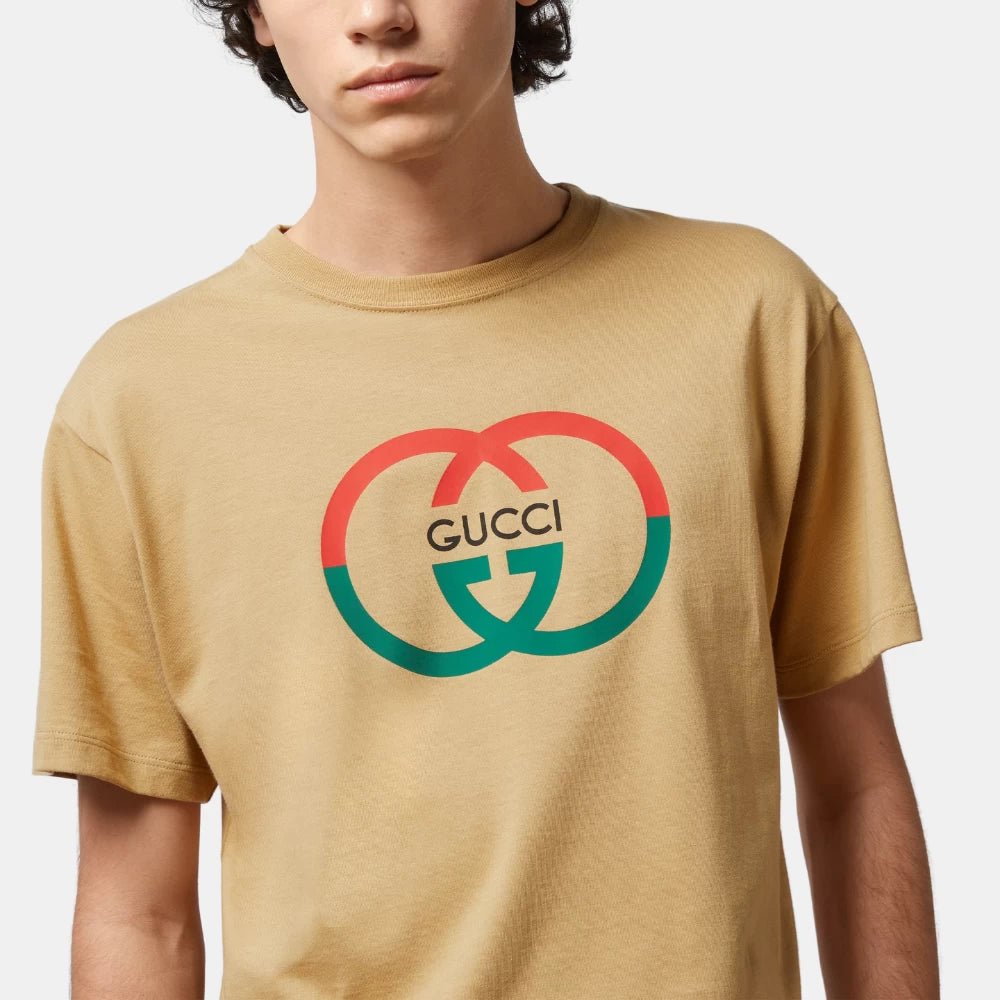 Gucci Camel Printed T-Shirt - DIVA ONLINE STORE