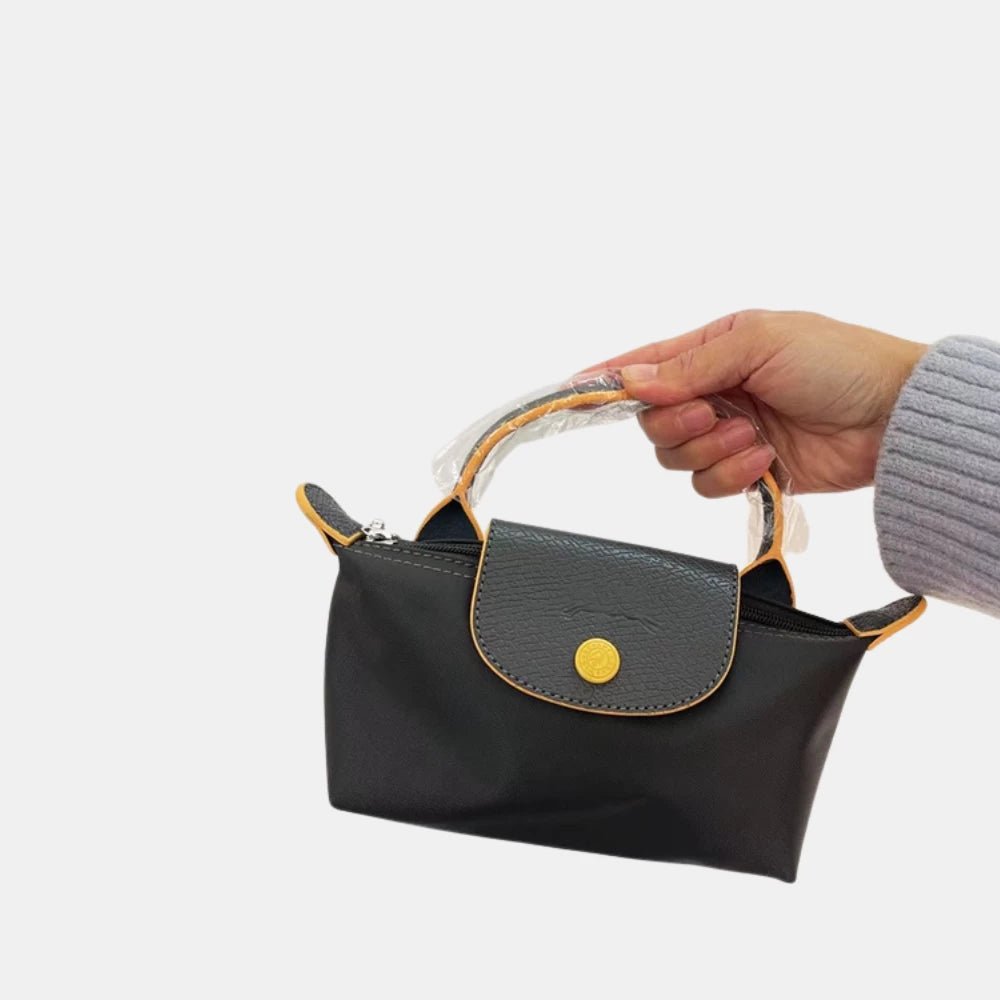 Longchamp Le Pliage Yellow Pouch With Handle (Black) - DIVA ONLINE STORE