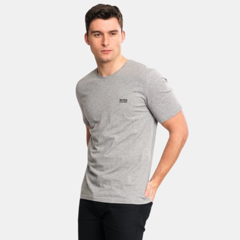 Hugo Boss Grey Logo Embroidered T-Shirt - DIVA ONLINE STORE