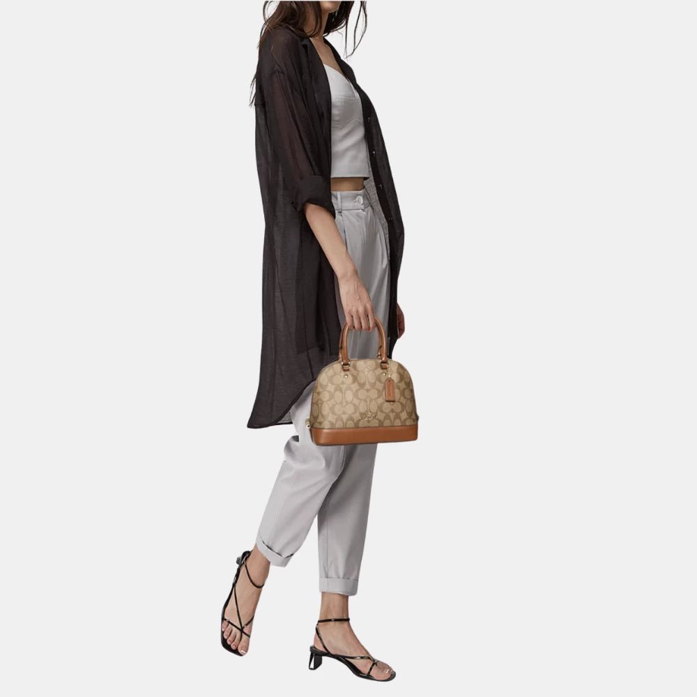 Coach Mini Sierra Satchel Bag in Signature Canvas (Brown/Beige) - DIVA ONLINE STORE