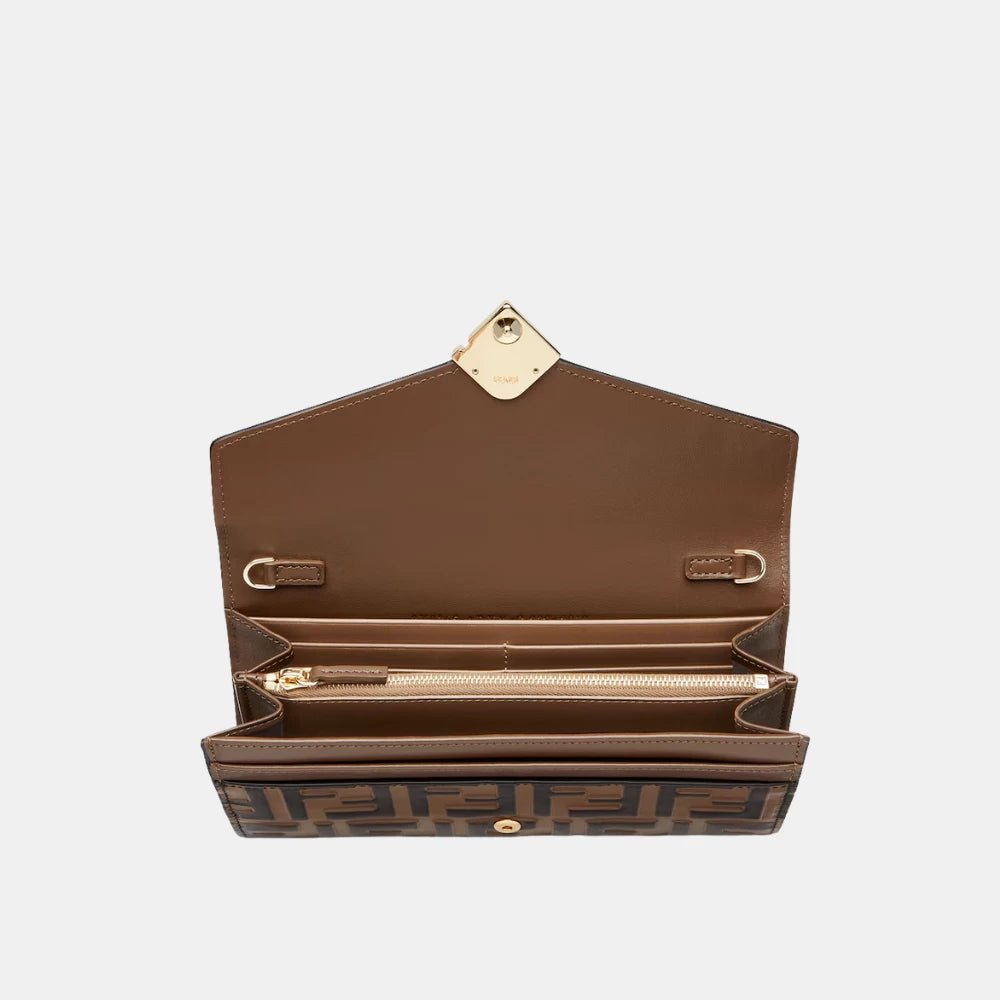Fendi FF Diamonds Continental With Chain (Brown) - DIVA ONLINE STORE