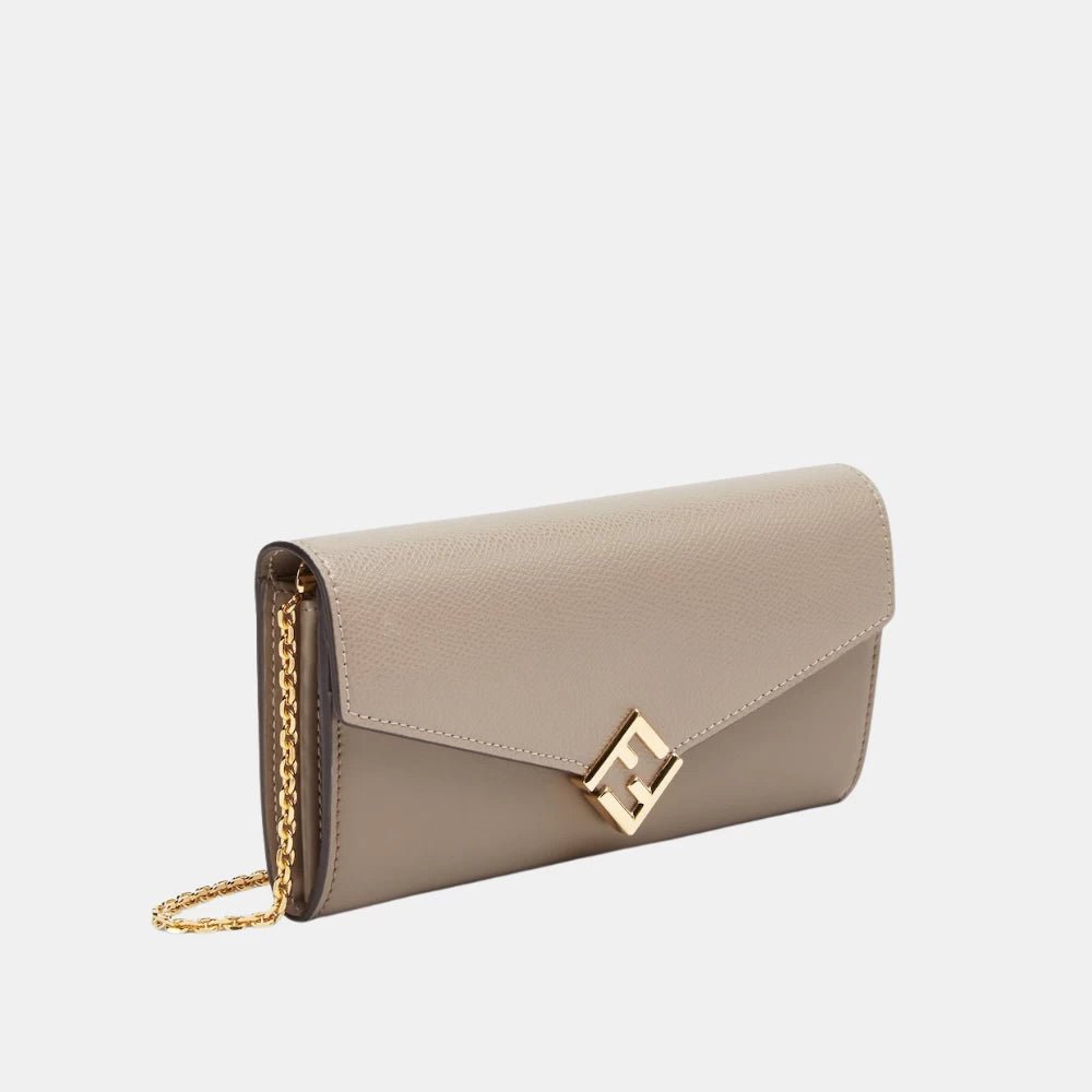 Fendi FF Diamonds Continental Two - Tone Wallet With Chain (Grey) - DIVA ONLINE STORE