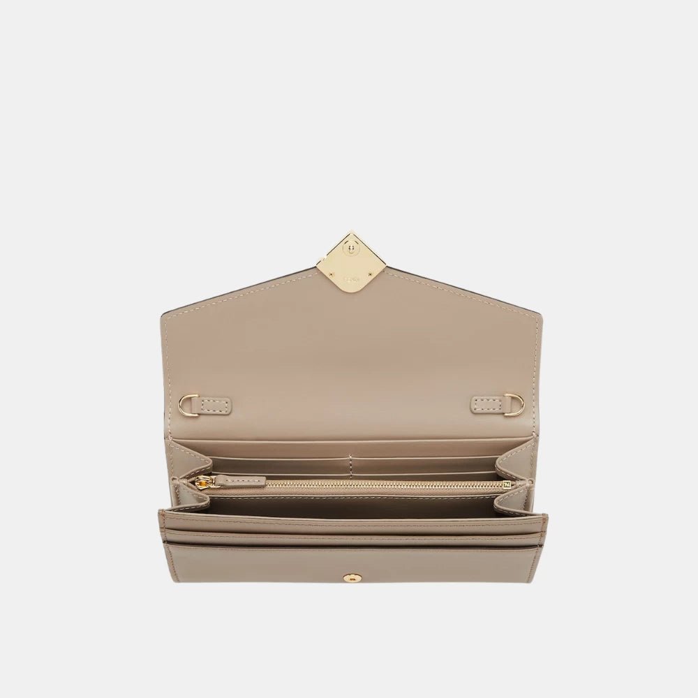 Fendi FF Diamonds Continental Two - Tone Wallet With Chain (Grey) - DIVA ONLINE STORE