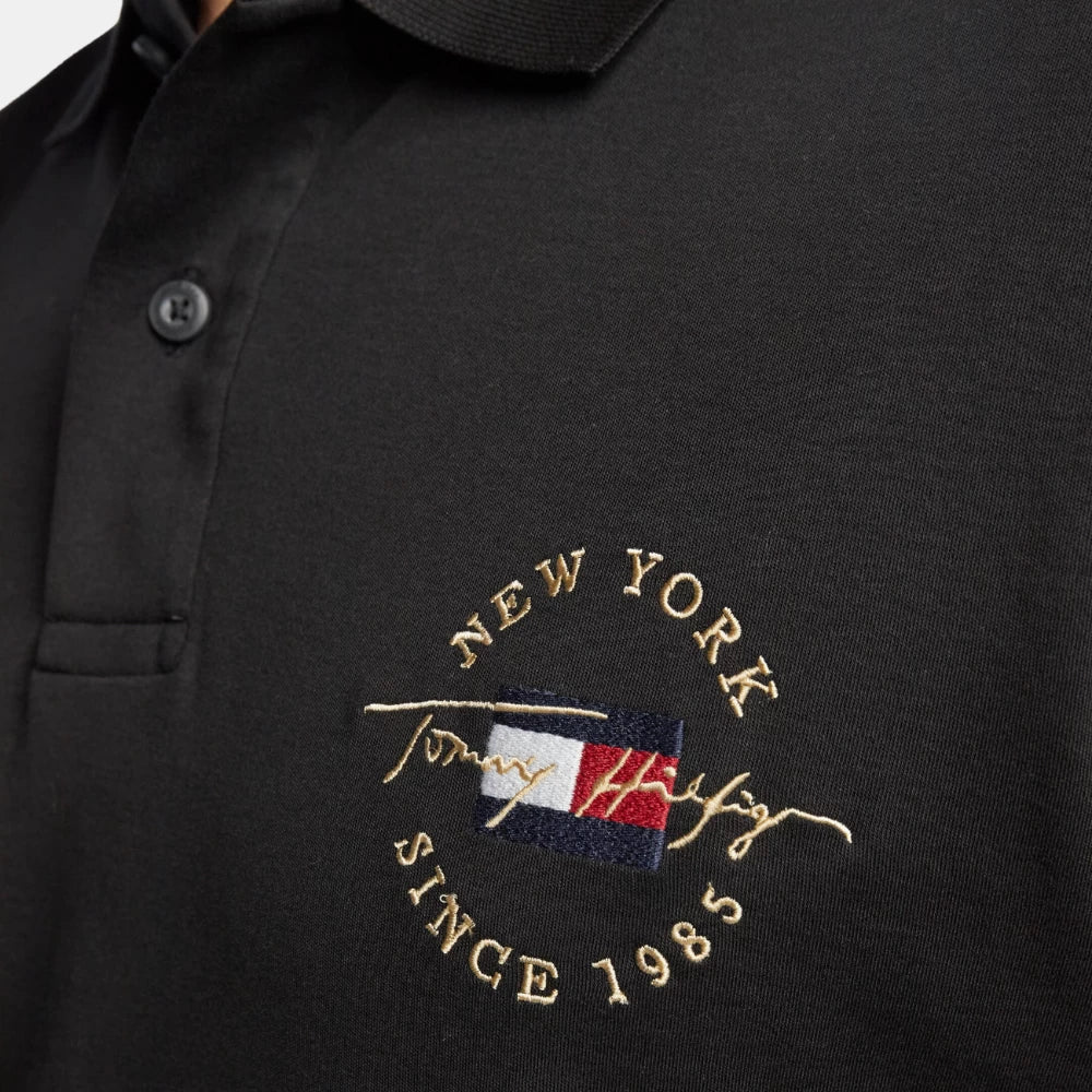 Tommy Hilfiger Black Icon Interlock Polo Shirt - DIVA ONLINE STORE