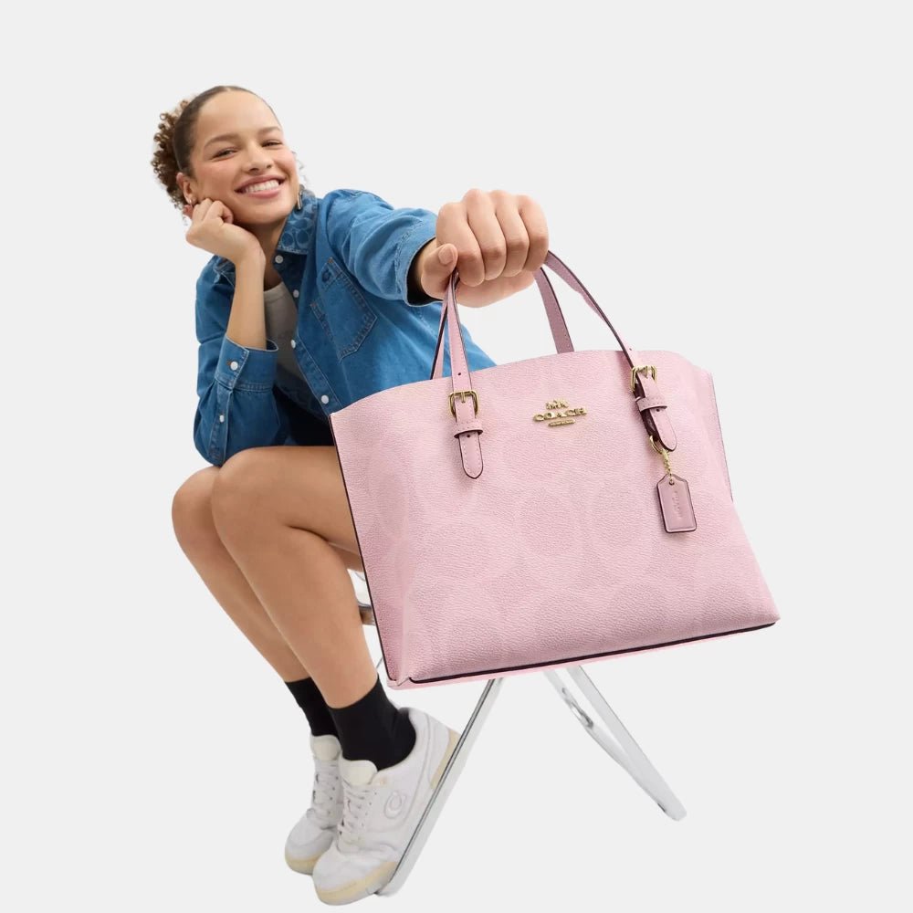 Coach Mollie Tote Bag 25 In Signature Canvas (Powder Pink) - DIVA ONLINE STORE