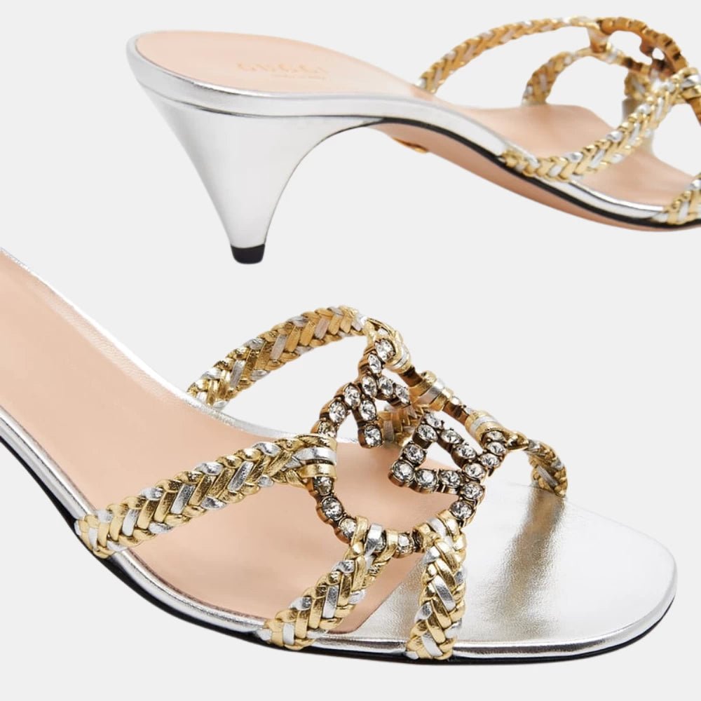 Gucci Crystal Interlocking G Sandals - DIVA ONLINE STORE