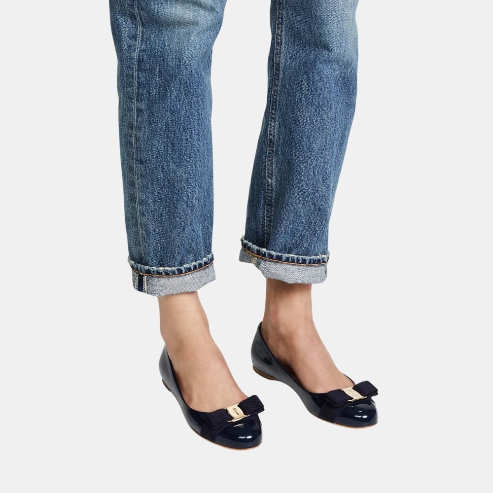 Salvatore Ferragamo Oxford Blue Patent Varina Ballet Flats - DIVA ONLINE STORE