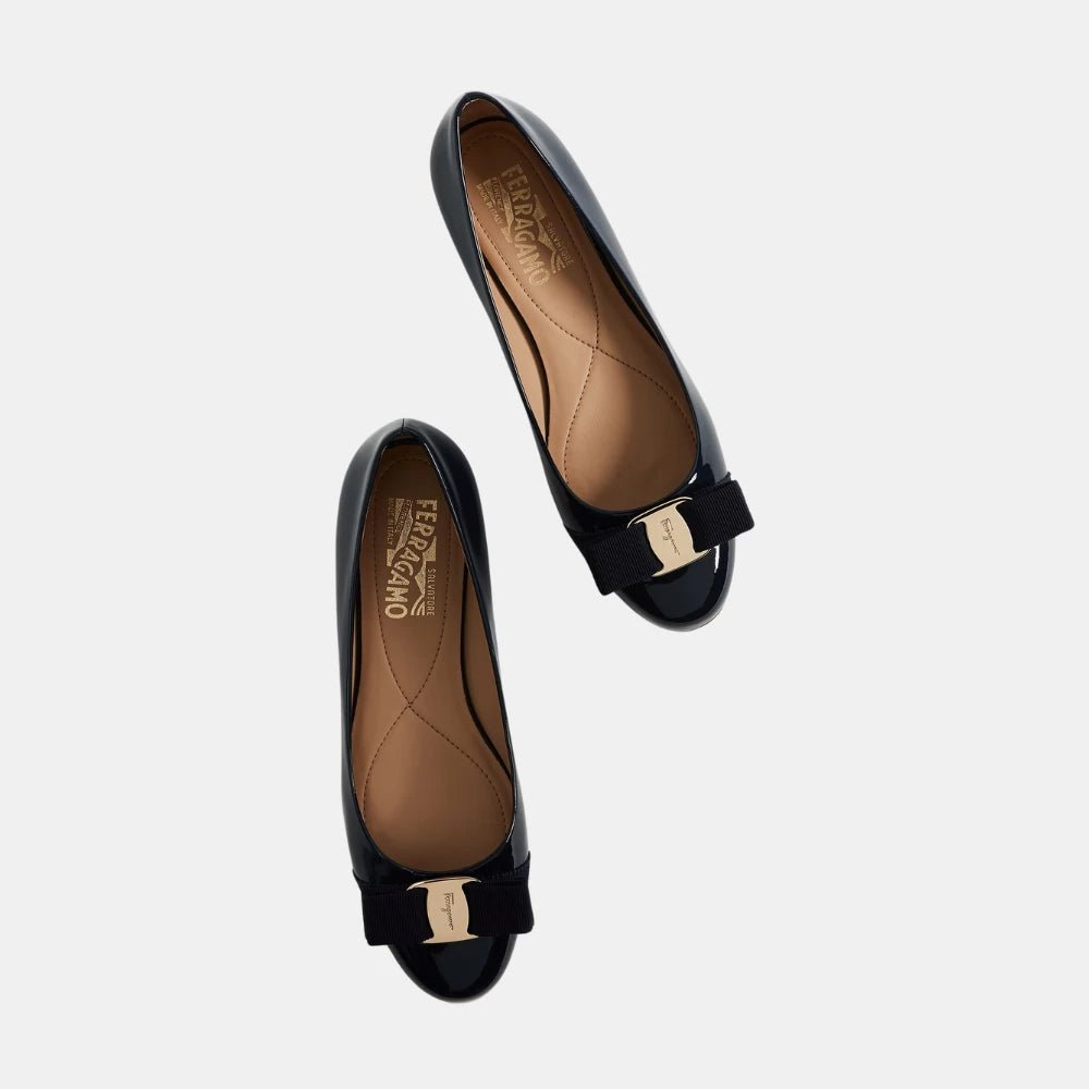 Salvatore Ferragamo Oxford Blue Patent Varina Ballet Flats - DIVA ONLINE STORE