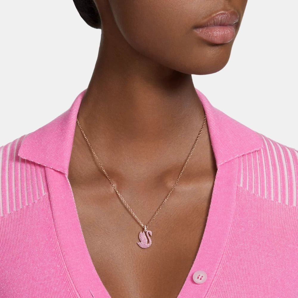 Swarovski Medium Pink Swan Necklace - DIVA ONLINE STORE