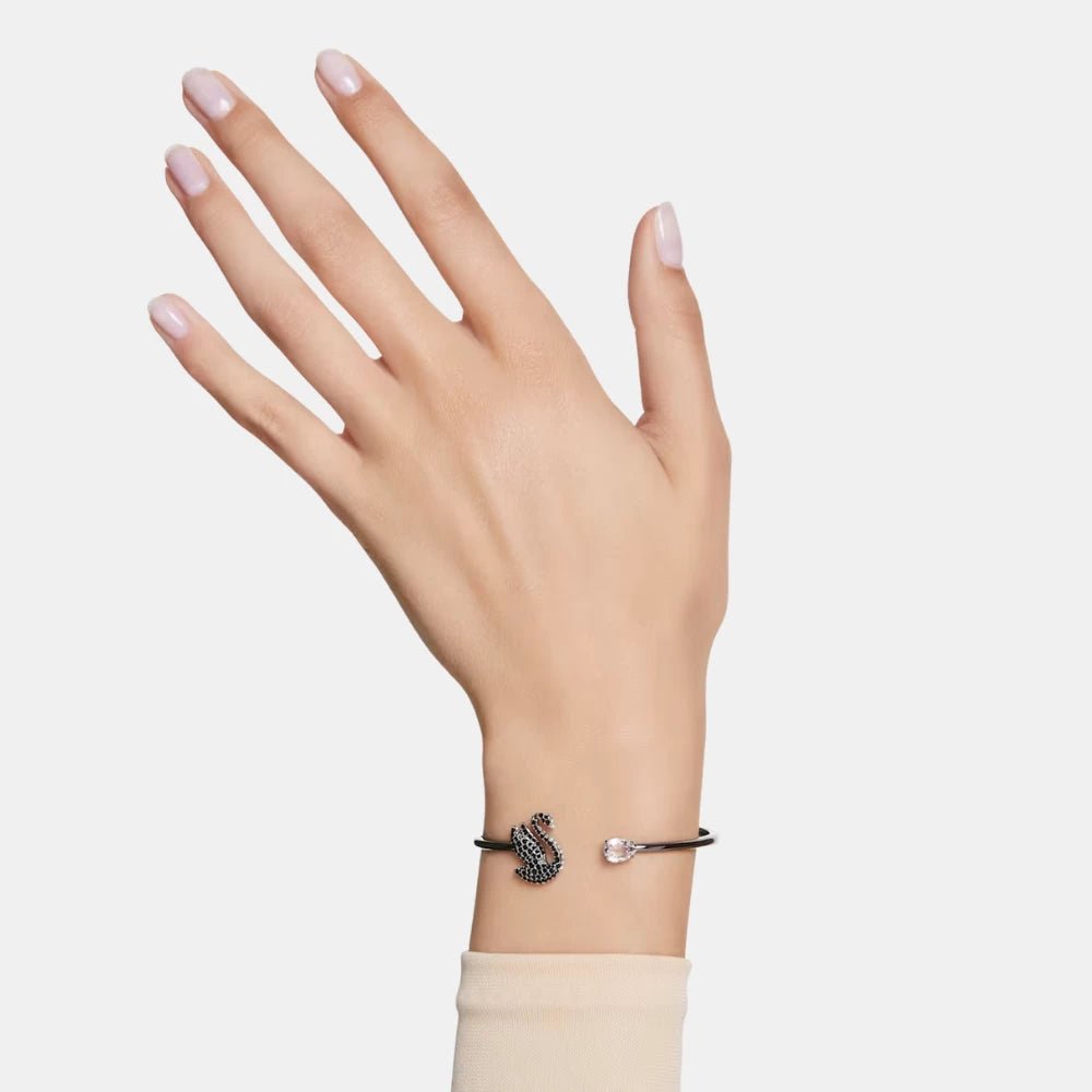 Swarovski Black Ruthenium Swan Bangle - DIVA ONLINE STORE