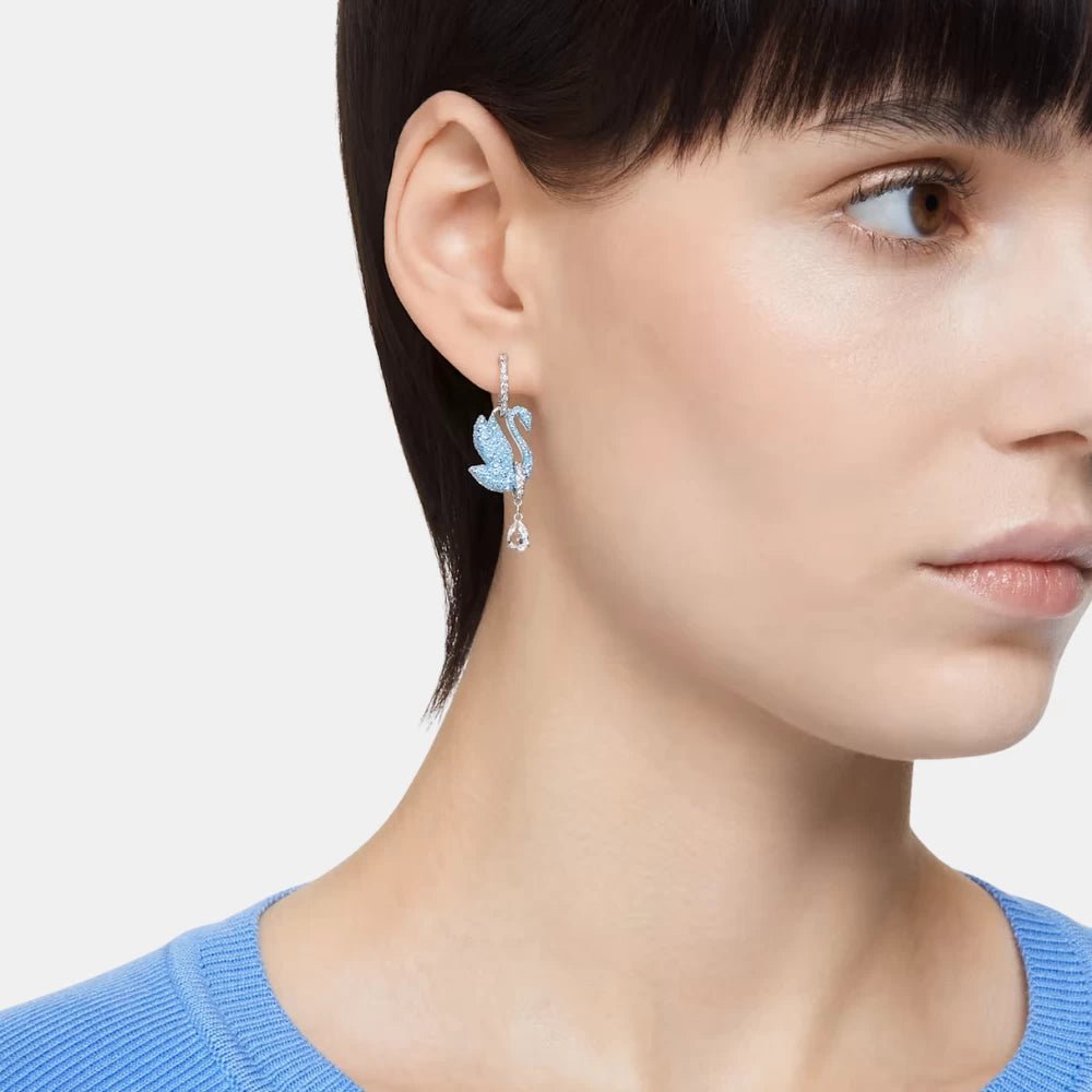 Swarovski Blue Swan Drop Earrings - DIVA ONLINE STORE