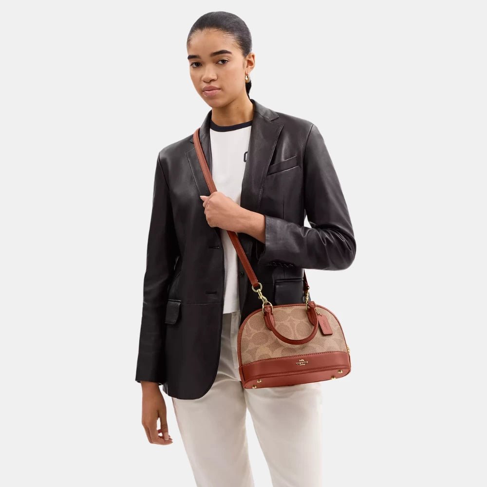 Coach Sabrina Satchel Bag In Signature Canvas (Tan/Caramel) - DIVA ONLINE STORE