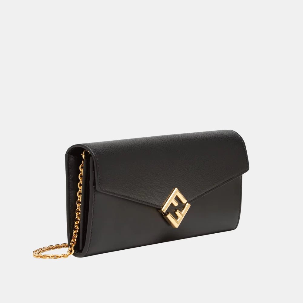 Fendi FF Diamonds Continental With Chain (Black) - DIVA ONLINE STORE