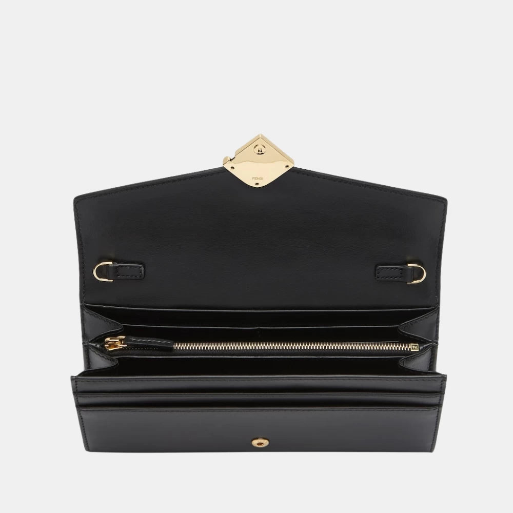 Fendi FF Diamonds Continental With Chain (Black) - DIVA ONLINE STORE