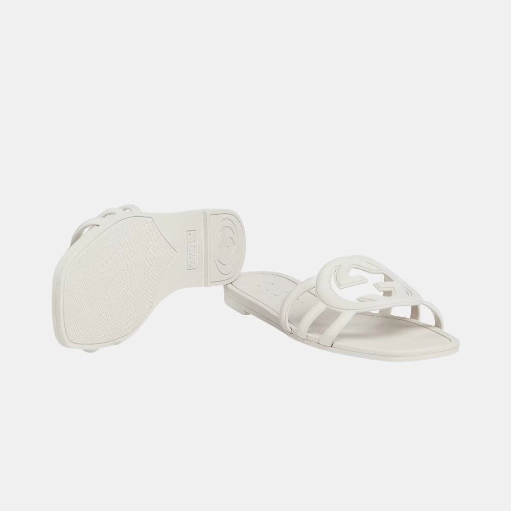 Gucci Interlocking G Slide Sandal (White) - DIVA ONLINE STORE
