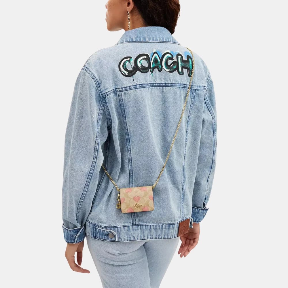 Coach Mini Wallet On A Chain In Signature Canvas With Heart Print - DIVA ONLINE STORE