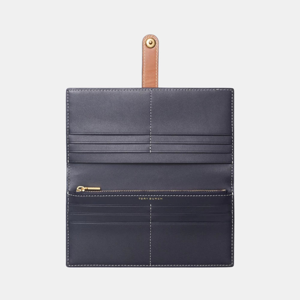 Tory Burch T Monogram Zip Slim Wallet (Navy) - DIVA ONLINE STORE