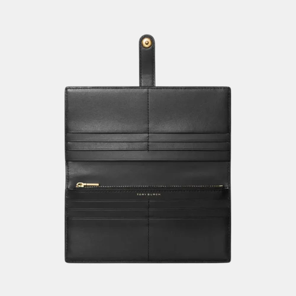 Tory Burch T Monogram Zip Slim Wallet (Black) - DIVA ONLINE STORE