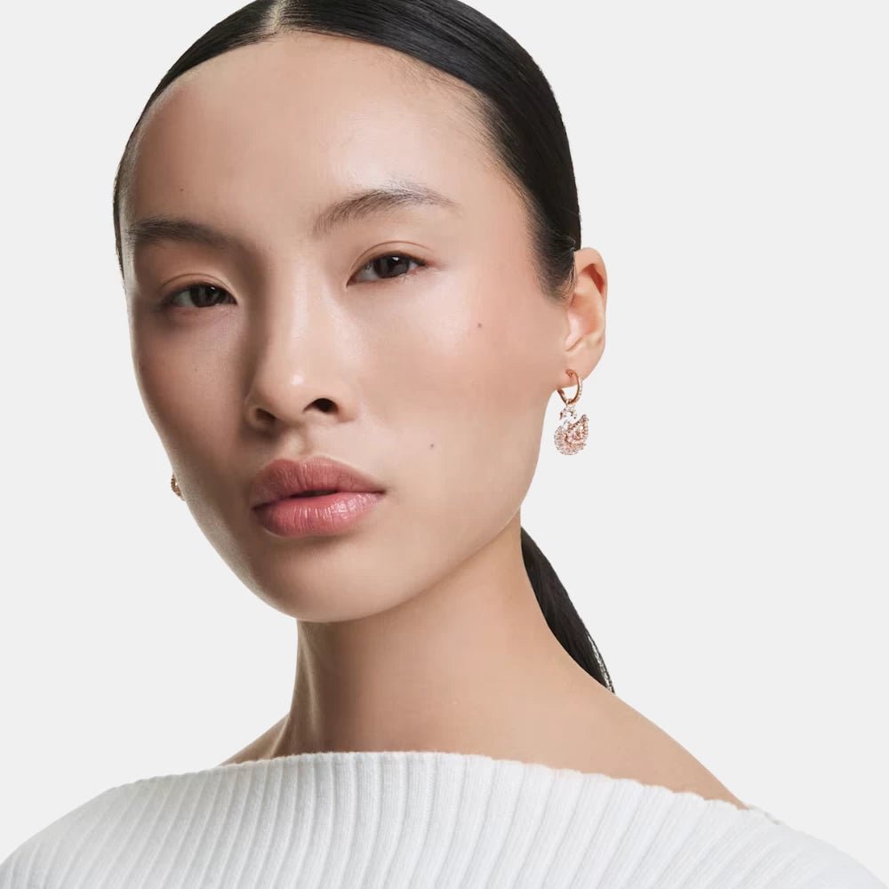 Swarovski Pink Swan Drop Earrings - DIVA ONLINE STORE