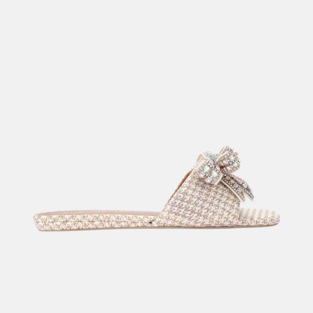 Kurt Geiger Kensington Bow Flat Sandal (Blush) - DIVA ONLINE STORE