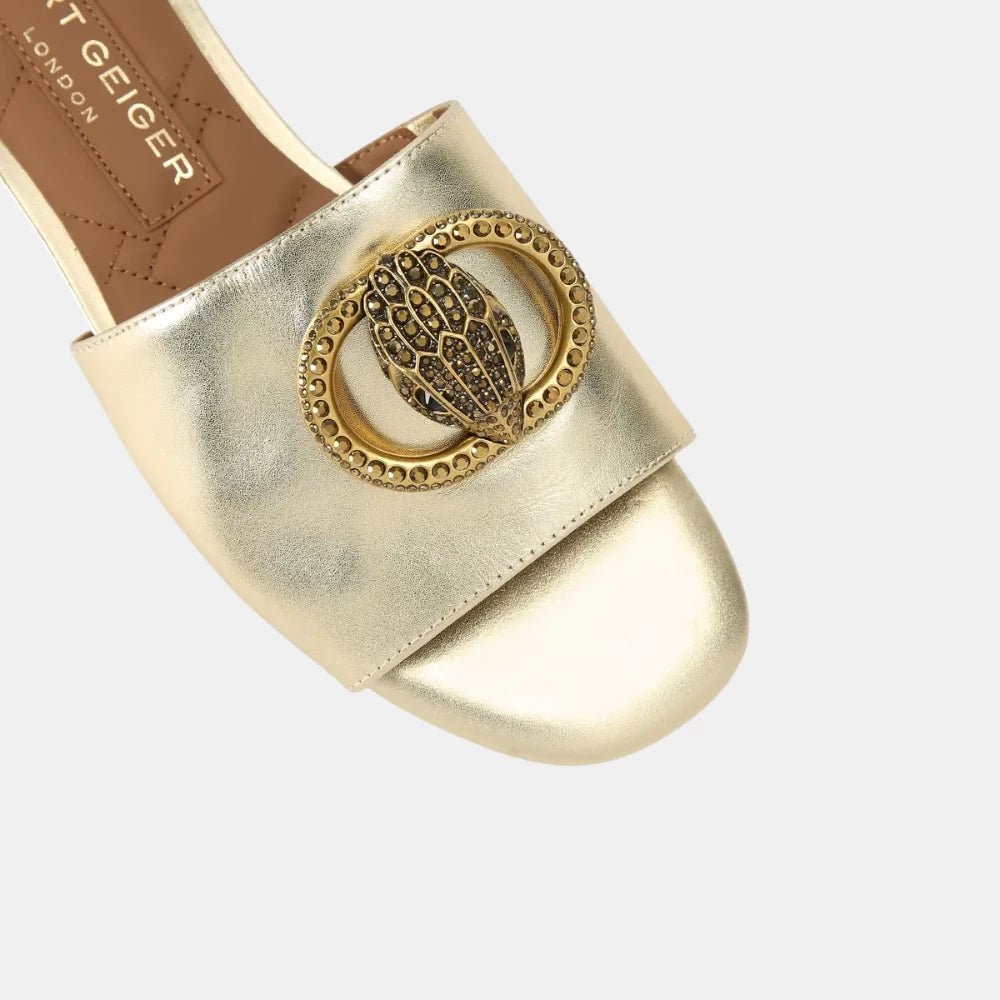 Kurt Geiger Gold Chelsea Flat Sandal - DIVA ONLINE STORE