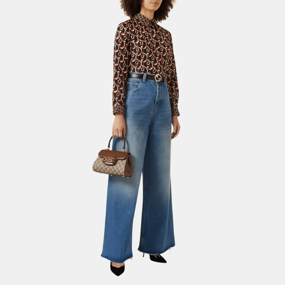 Gucci Horsebit 1955 Mini Top Handle Bag In Light Brown Canvas - DIVA ONLINE STORE