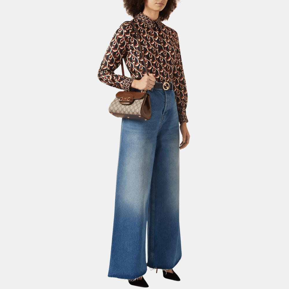 Gucci Horsebit 1955 Mini Top Handle Bag In Light Brown Canvas - DIVA ONLINE STORE