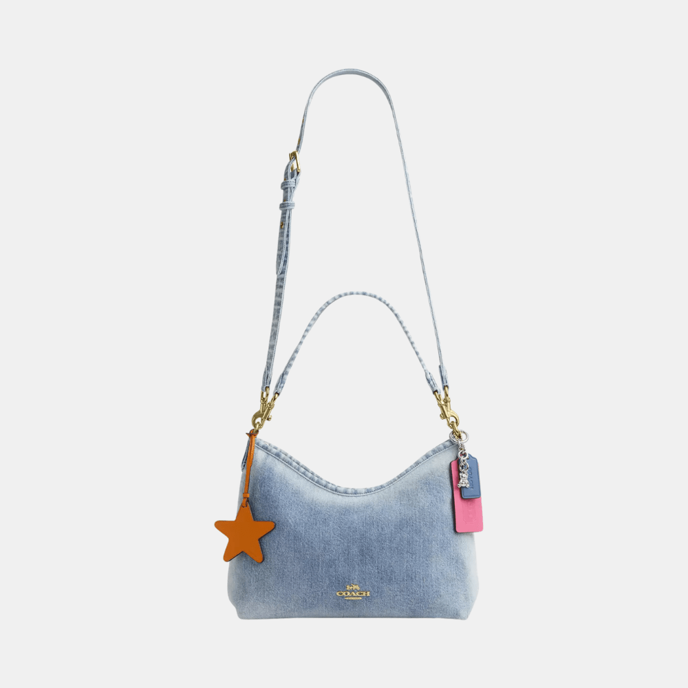 Coach Laurel Shoulder Bag In Loved Denim With Charms