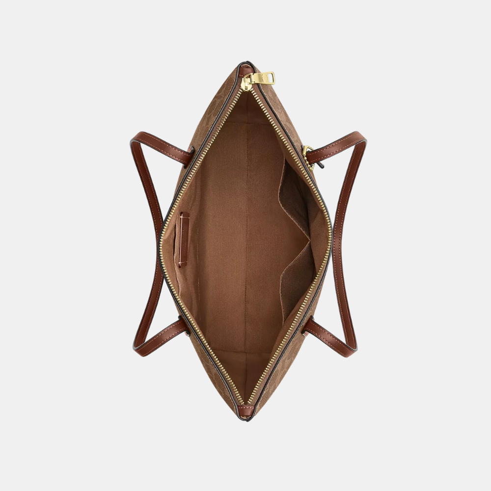 Coach Zip Top Tote Bag In Signature Canvas