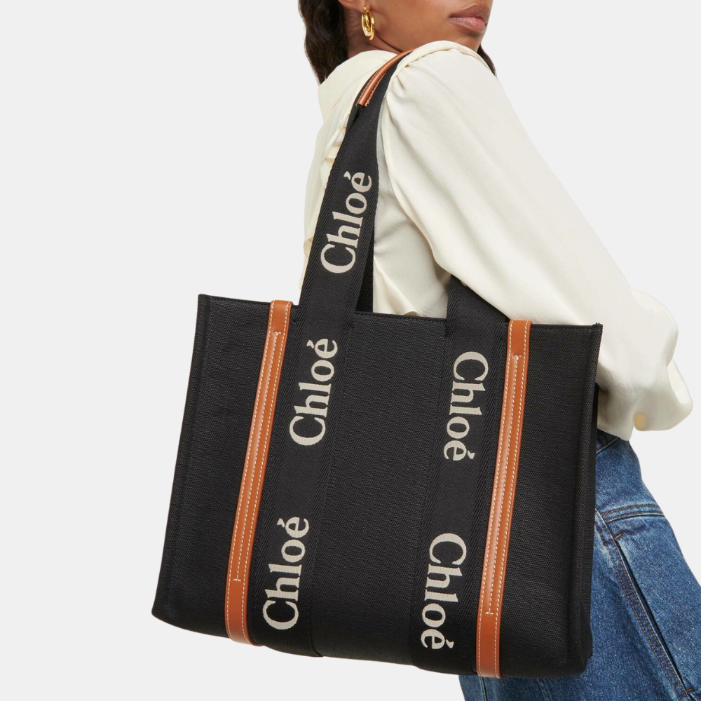 Chloé Medium Woody Tote Bag in Linen