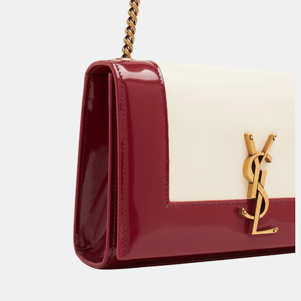 Saint Laurent Kate Small Shoulder Bag (Oxblood/Off White) - DIVA ONLINE STORE