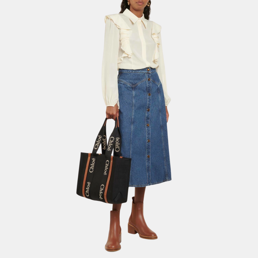 Chloé Medium Woody Tote Bag in Linen