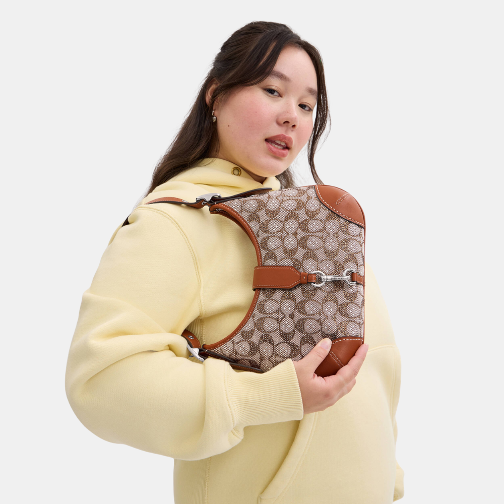 Coach Hamptons Hobo Bag In Crystal Signature Jacquard