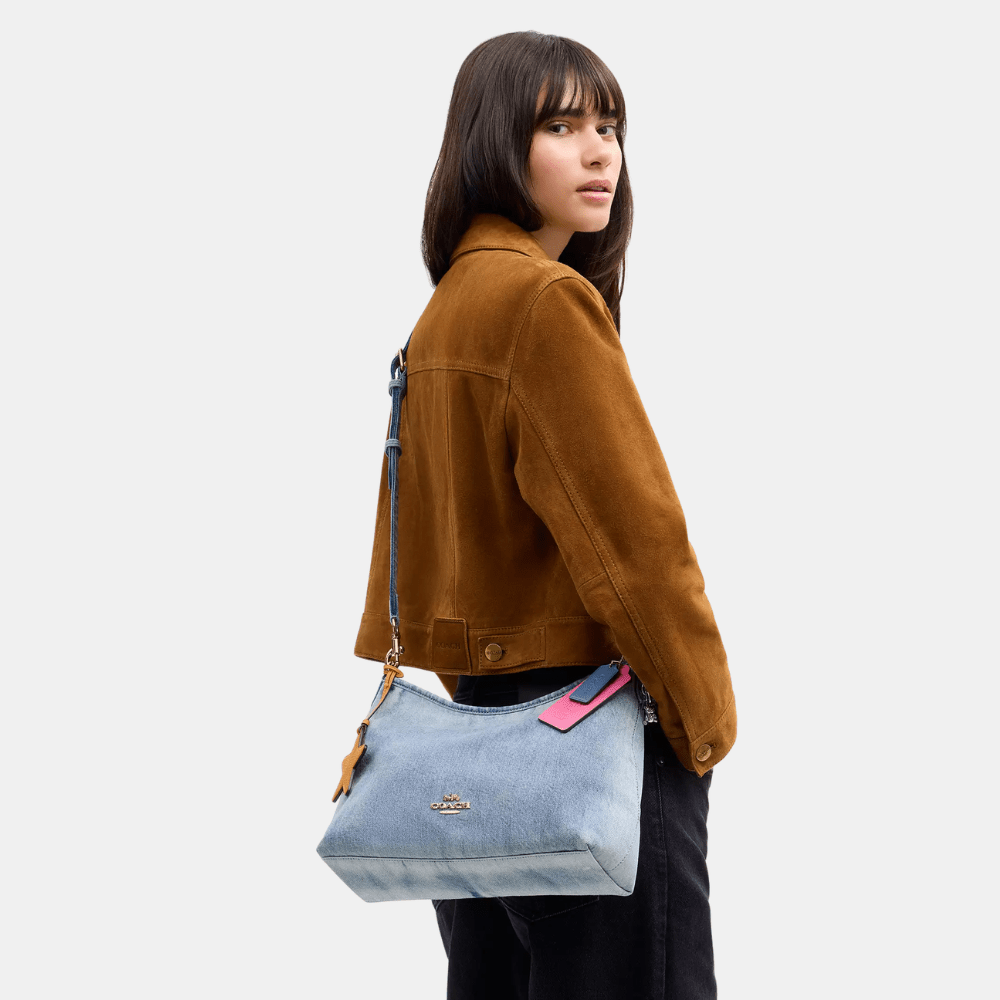 Coach Laurel Shoulder Bag In Loved Denim With Charms