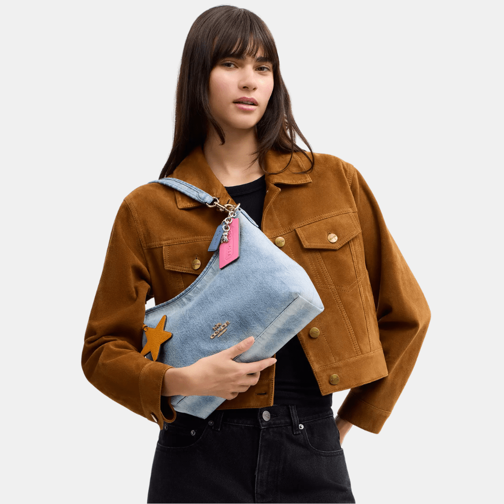 Coach Laurel Shoulder Bag In Loved Denim With Charms