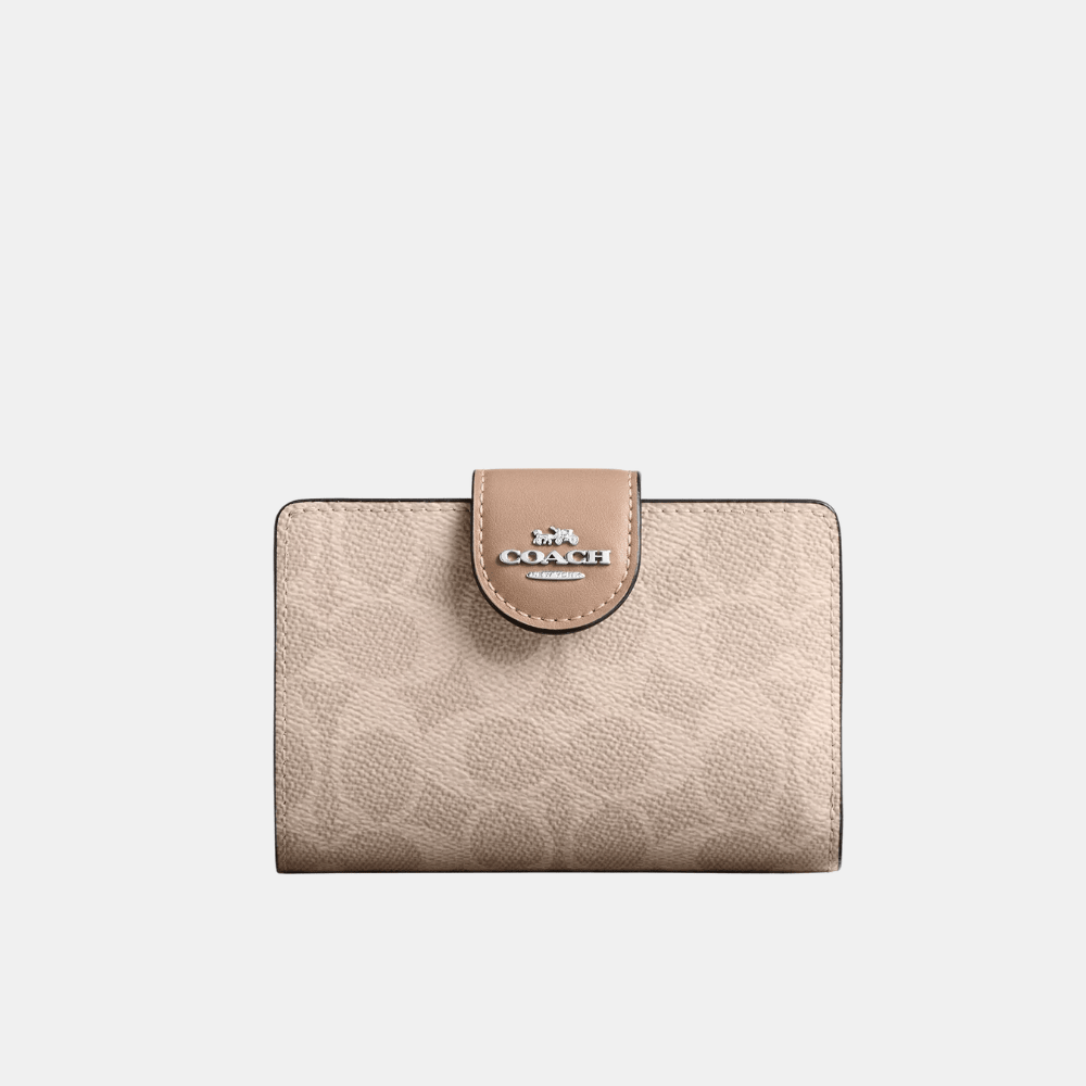 Coach Mini Wallet In Signature Canvas (Sand/Taupe) - DIVA ONLINE STORE